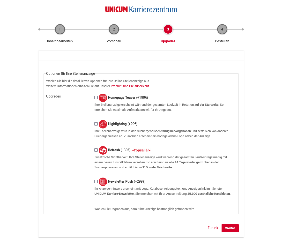 Stellenanzeigenupgrades